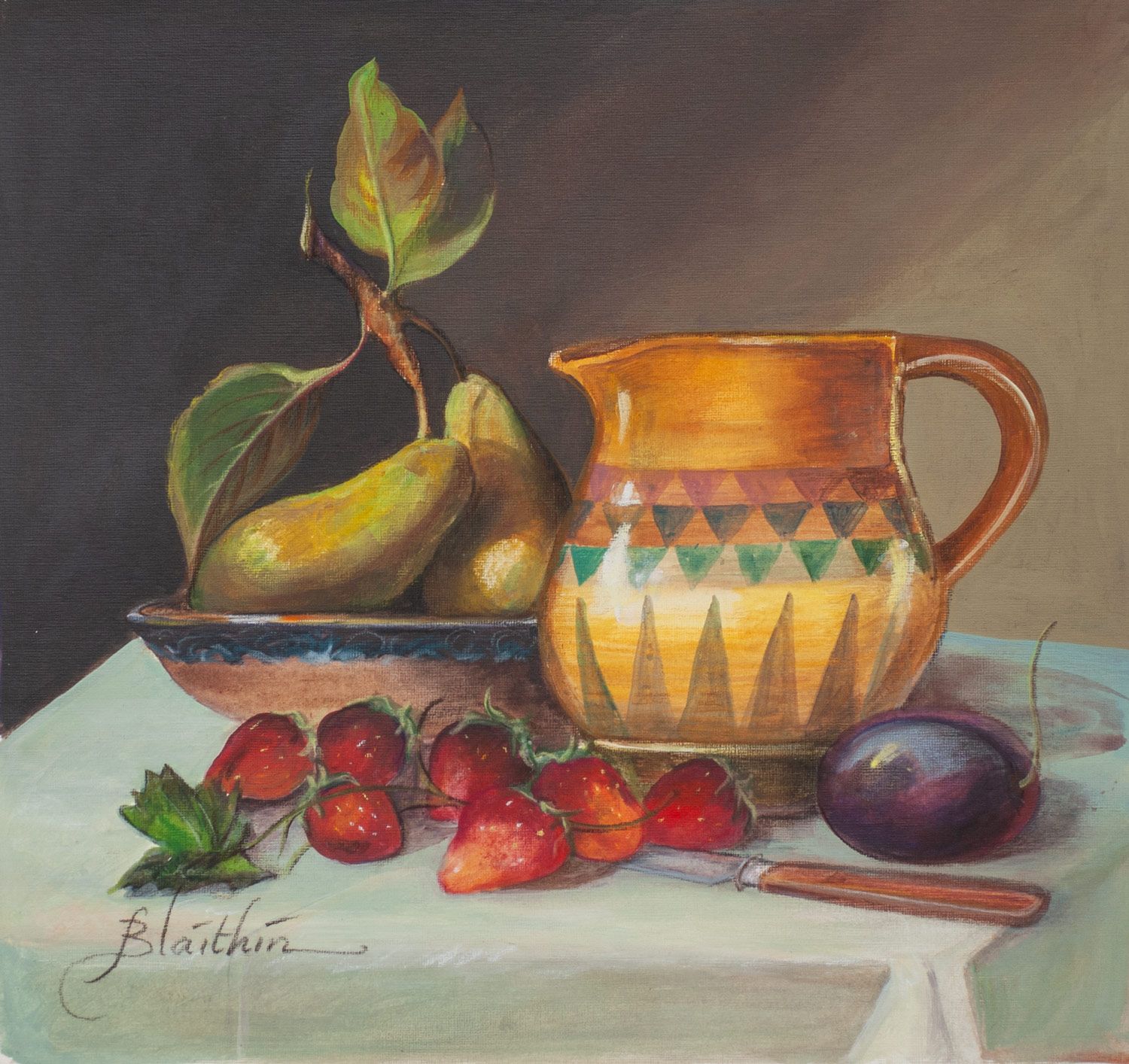 Yellow Jug and Berries by Blaithin O'Ciobhain